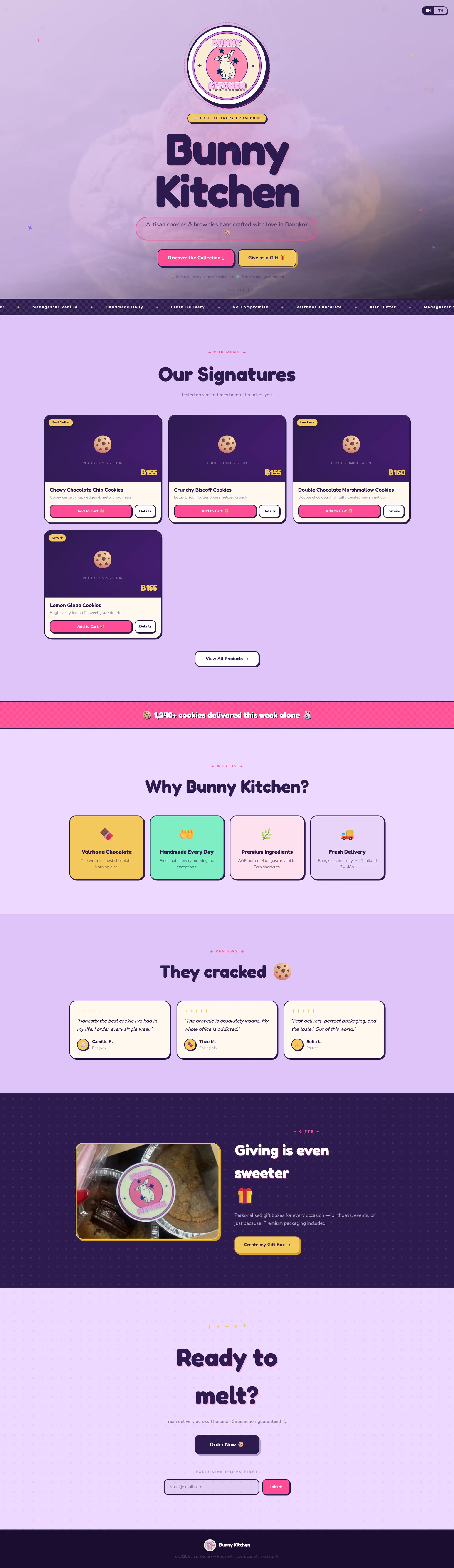 Le site livré à Bunny Kitchen